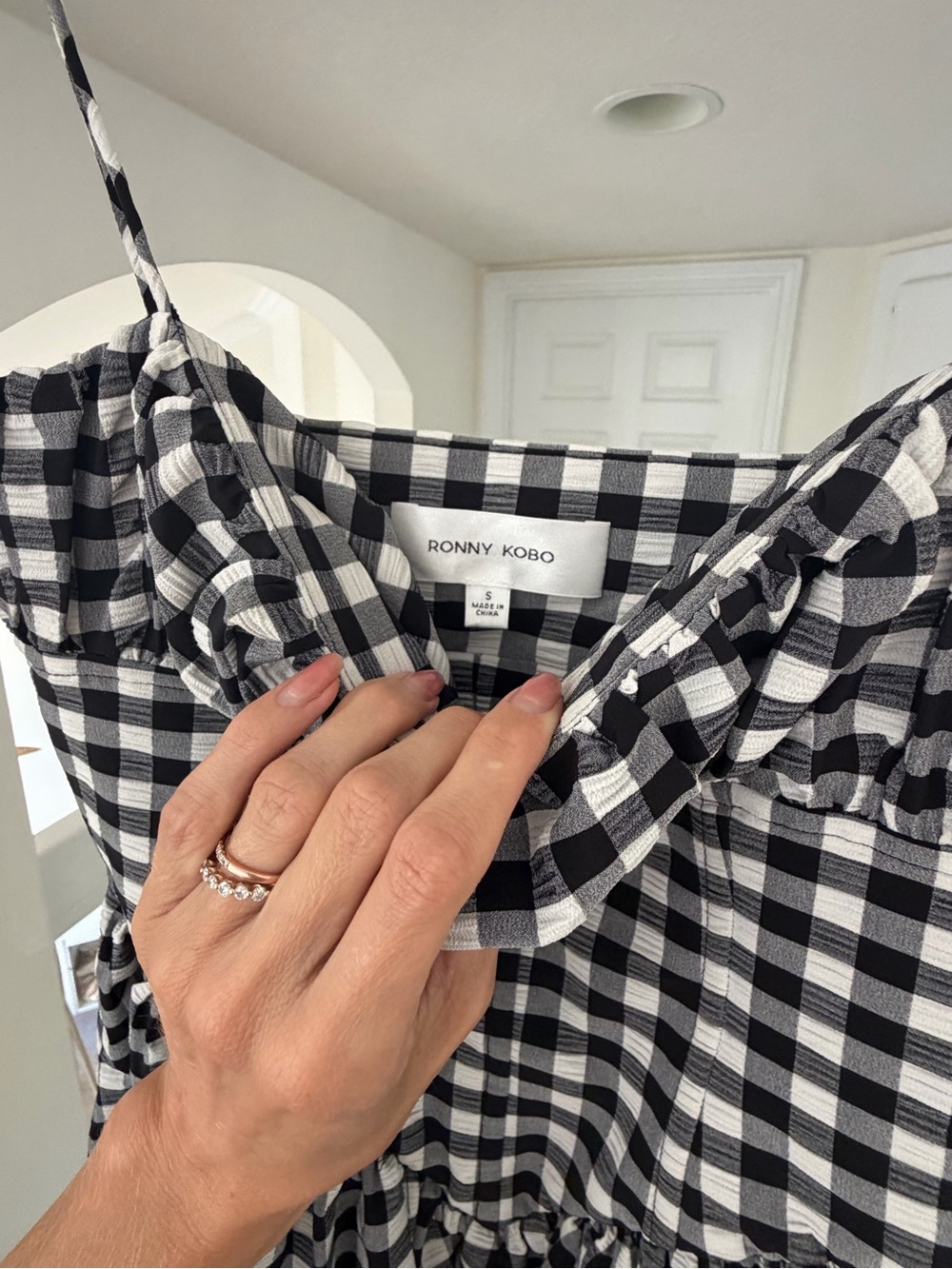 Ronny Kobo Barrett dress in Black & White Gingham Midi Dress Small - Picture 6 of 7